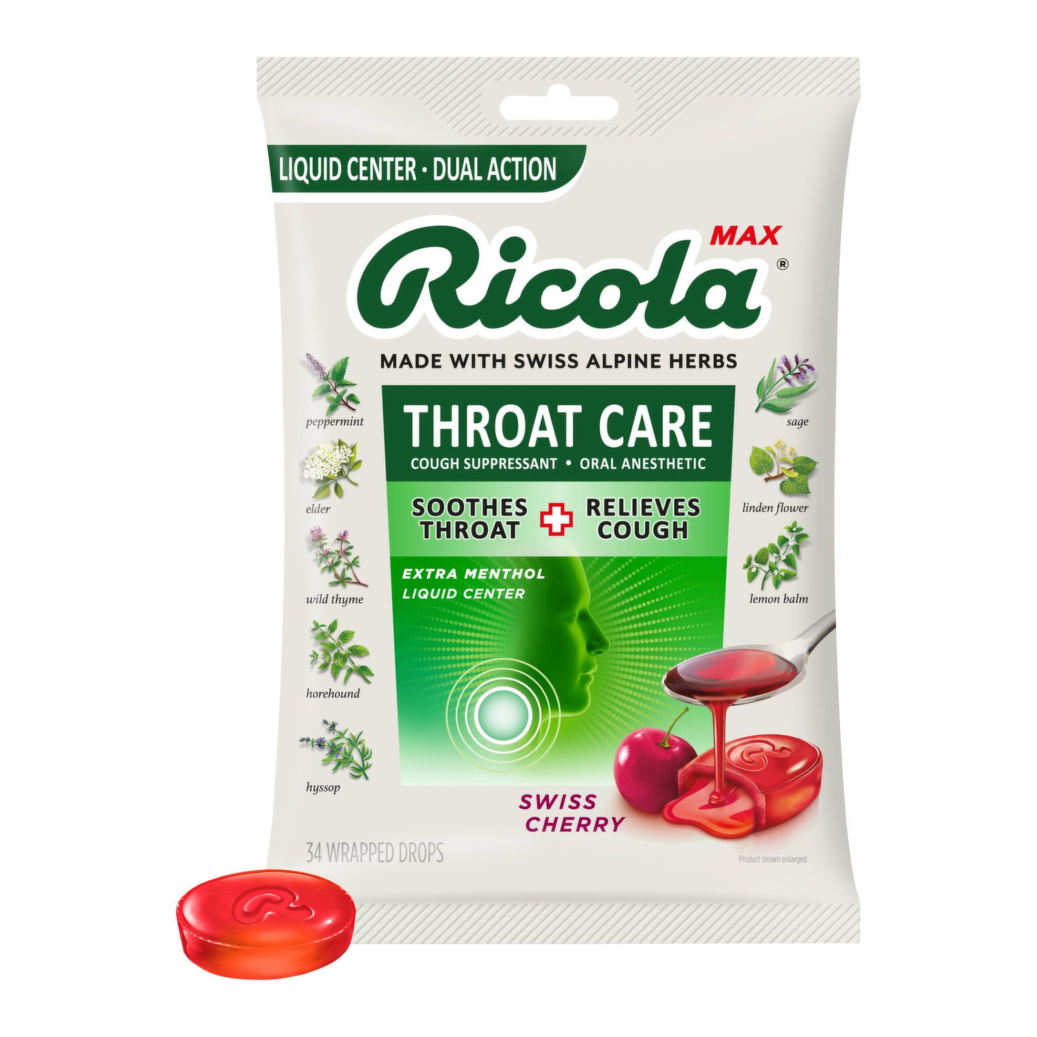 マロンロロミ Ricola Max Throat Care Swiss Cherry Drops - Foodland
