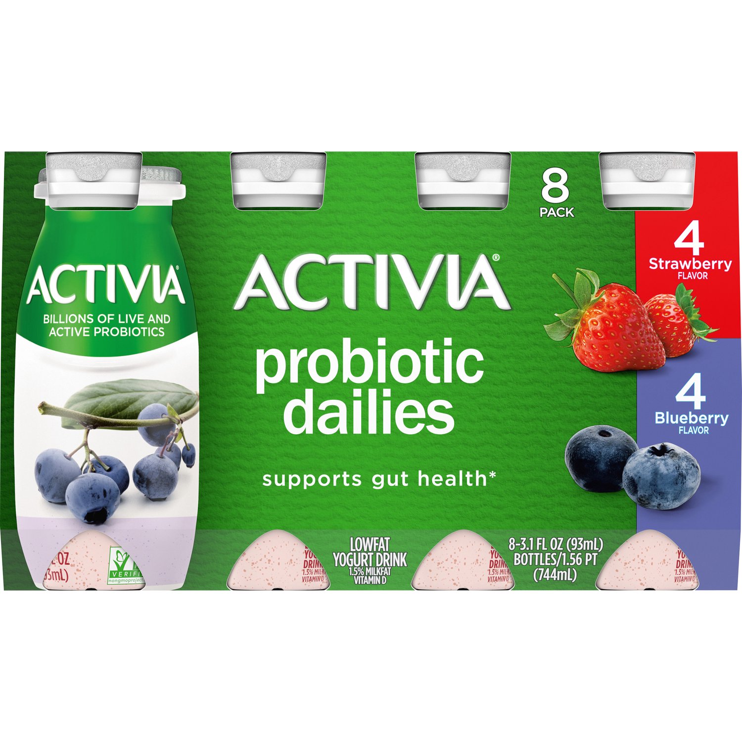 Activia Dailies Yogurt Drinks, Variety Pack (Pack of 8) - Foodland