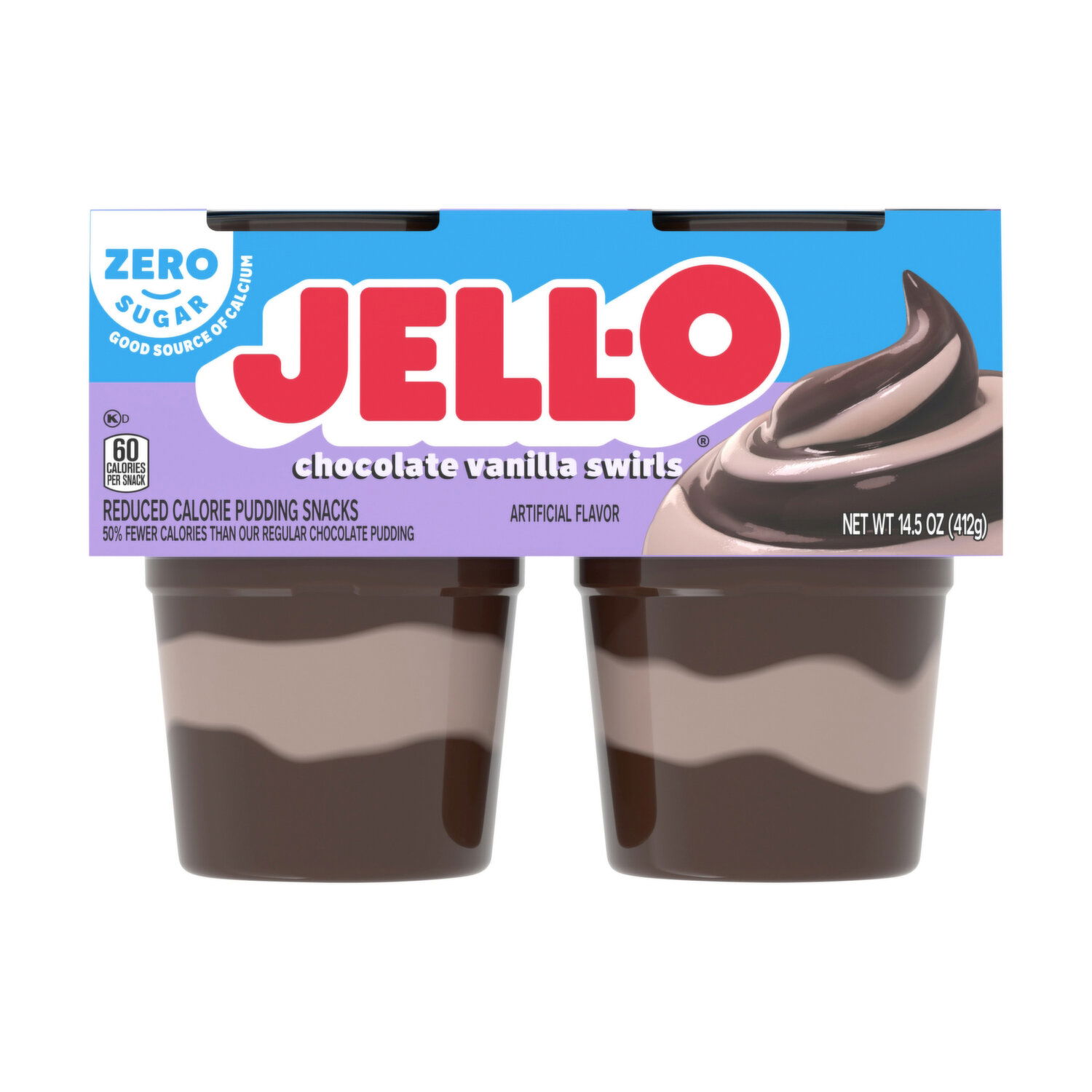 Jell-O Sugar Free Chocolate Vanilla Swirl Pudding (Pack of 4