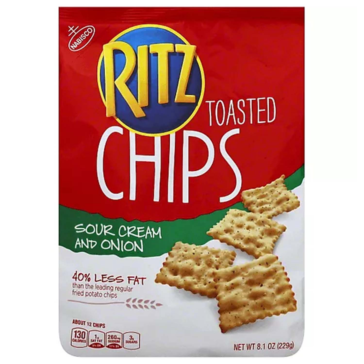Ritz Toasted Chips Sour Cream And Onion Crackers, 6 - 8.1 Oz
