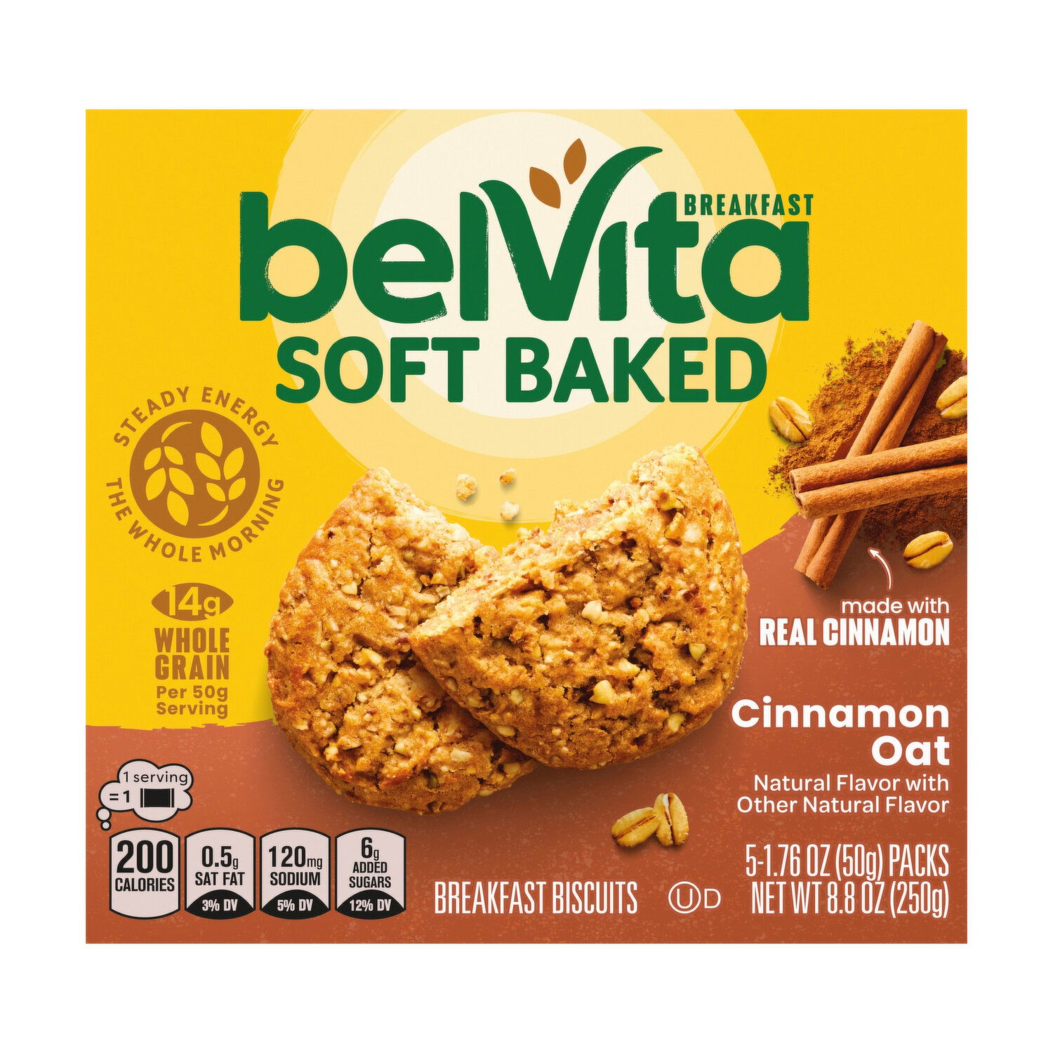 Belvita Soft Baked Cinnamon Oat Chewy Breakfast Bars (5-pack