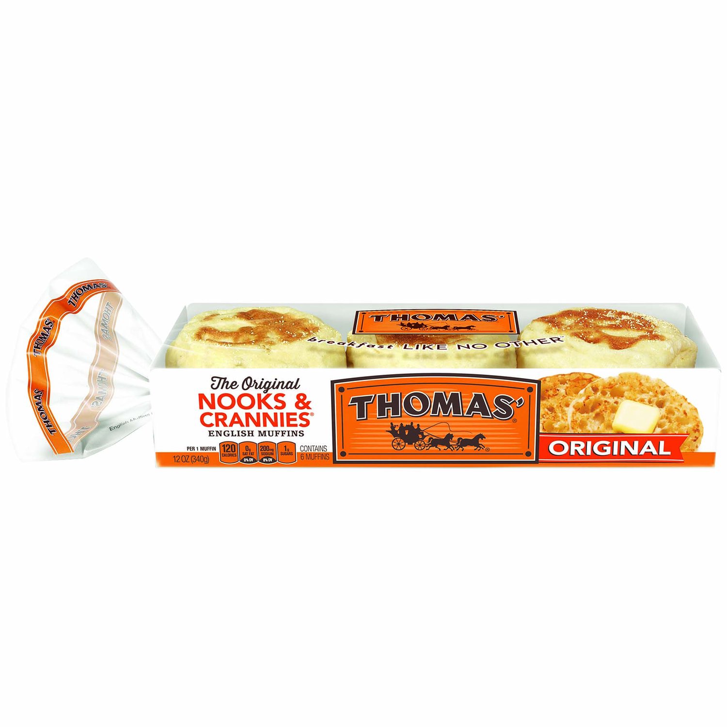 thumbnail image 2 of Thomas' Original English Muffins - 18 Count Pack (2 Packs Total, 36 Muffins) - Cholesterol Free, Low Fat Breakfast 2 of 13