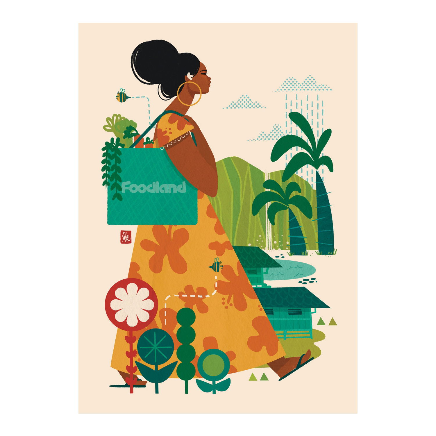 Punky Aloha Print 8x10 Mat - Foodland