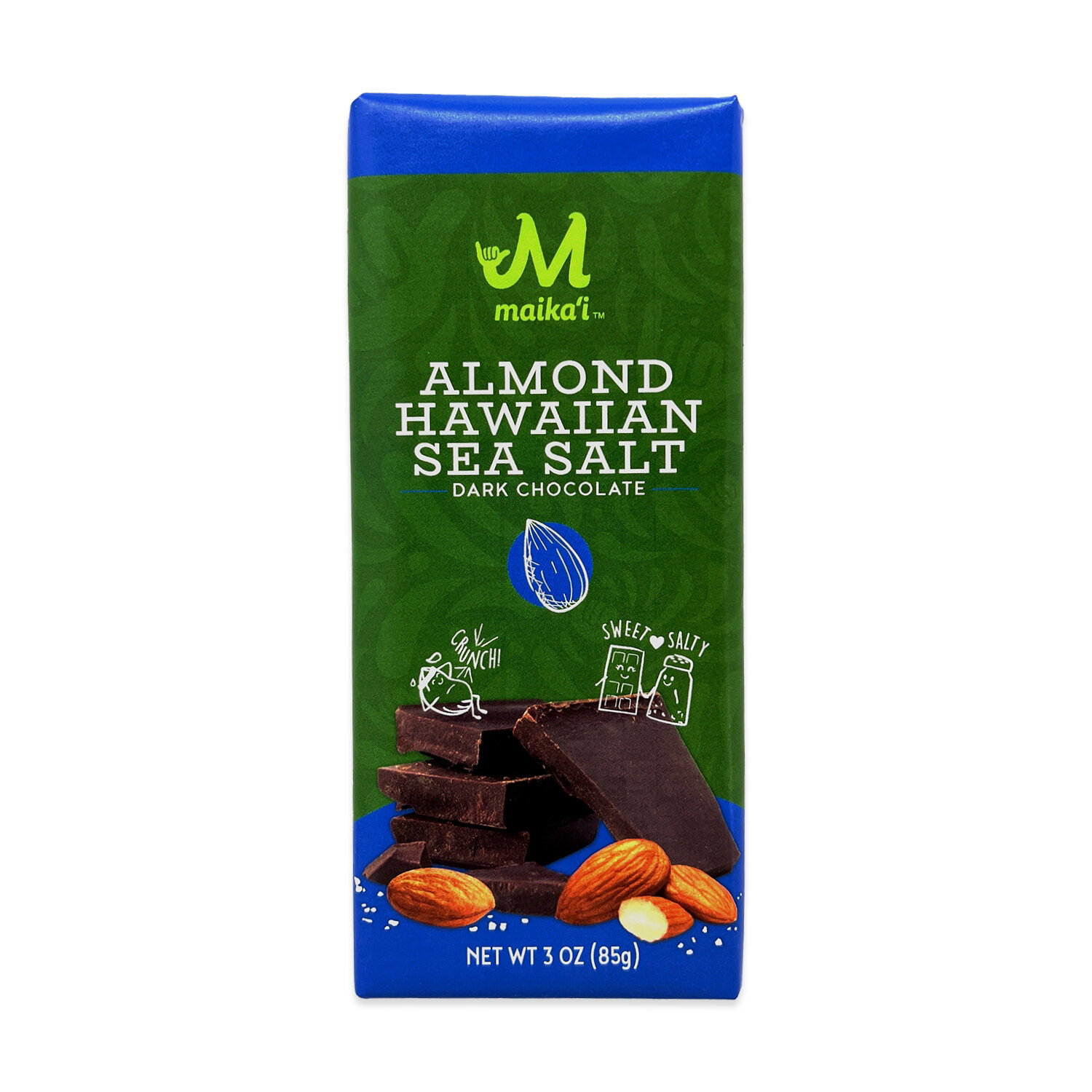 Maika`i 54% Dark Chocolate Almond Hawaiian Sea Salt Bar - Foodland