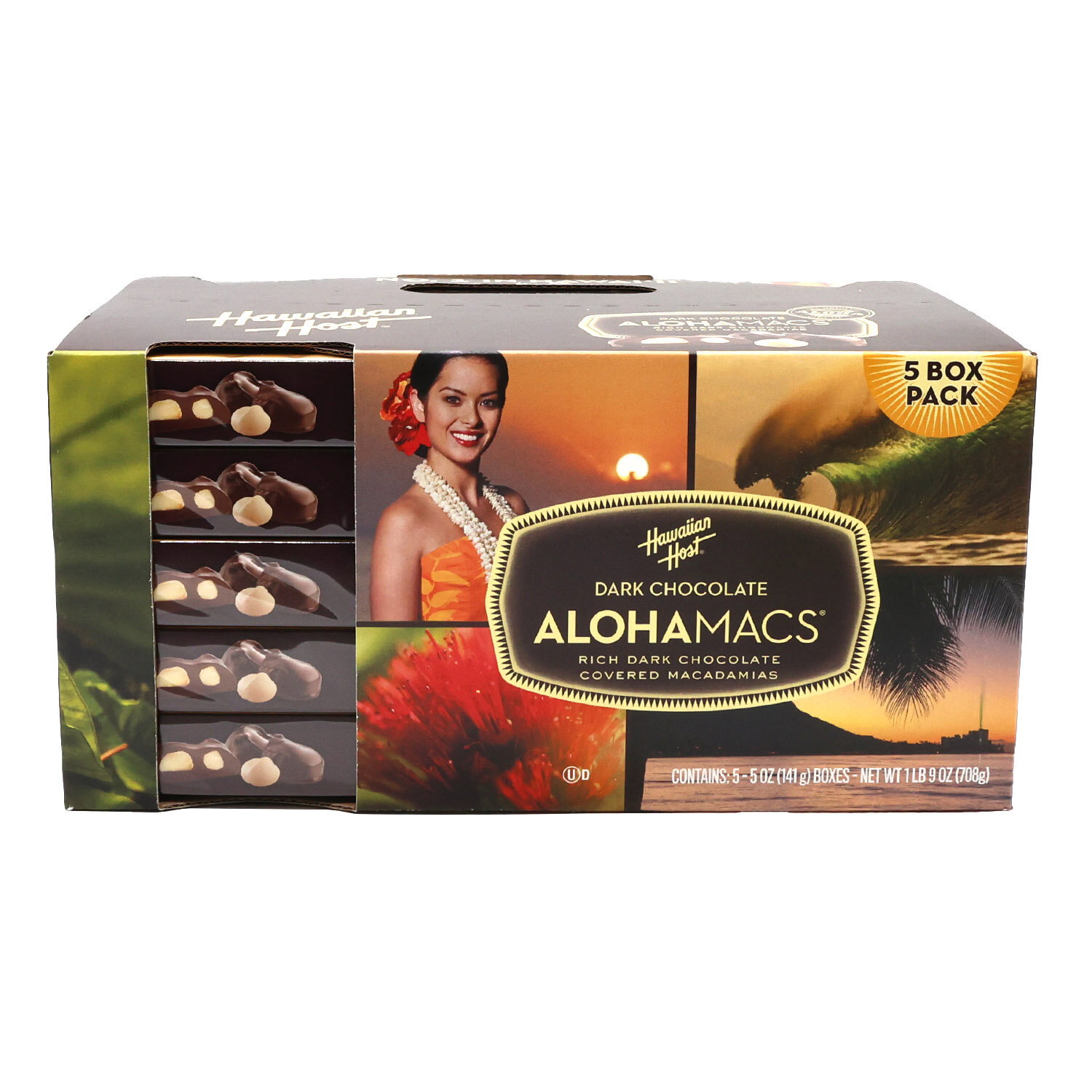 Hawaiian Host Alohamacs Dark Chocolate, 5 Box Pack - Foodland