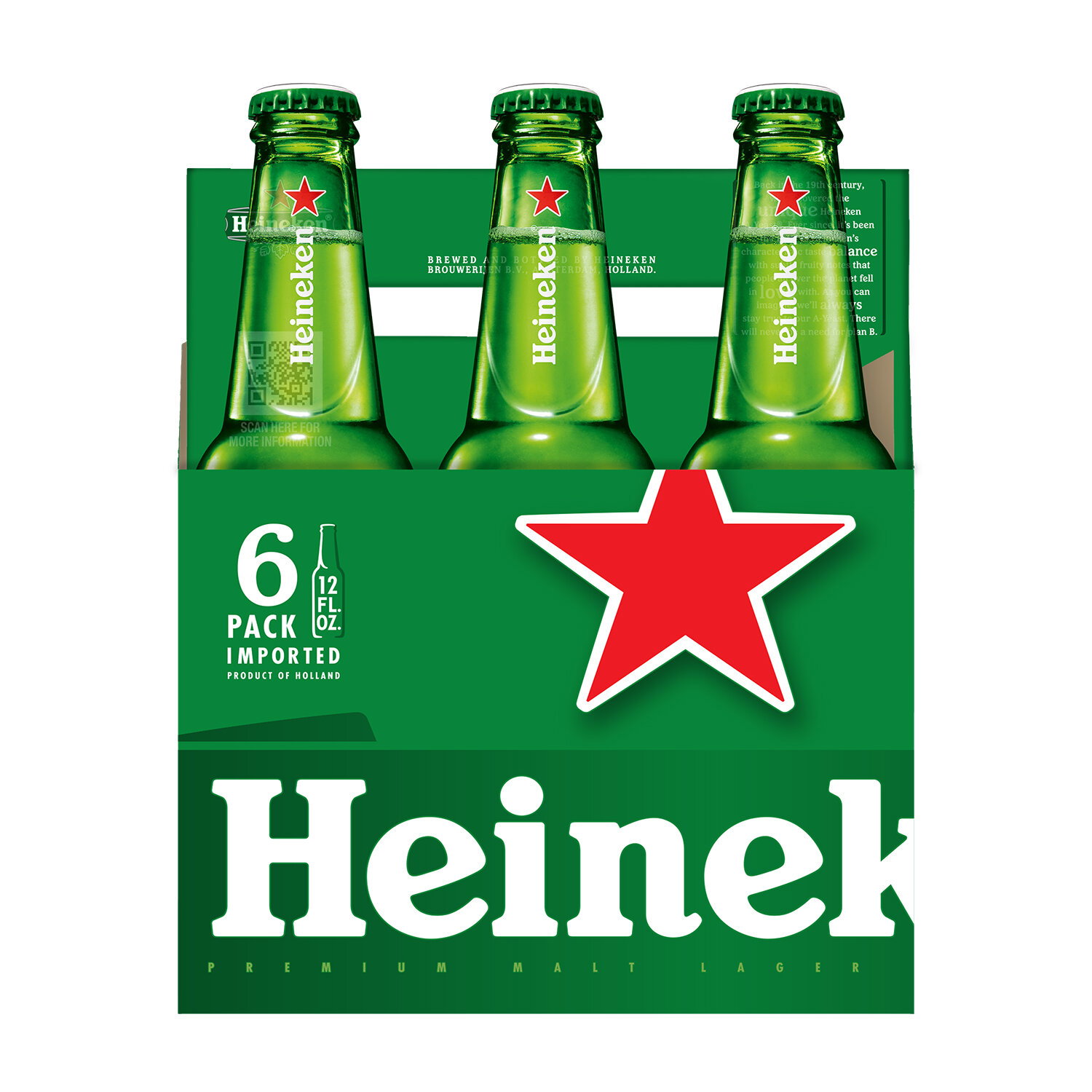 Heineken Lager Beer, Bottles (Pack of 6) - Foodland