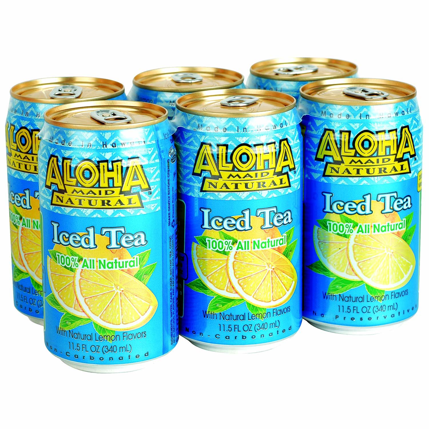 Aloha Maid Iced Tea, Lemon, Cans (Pack of 6) - Foodland