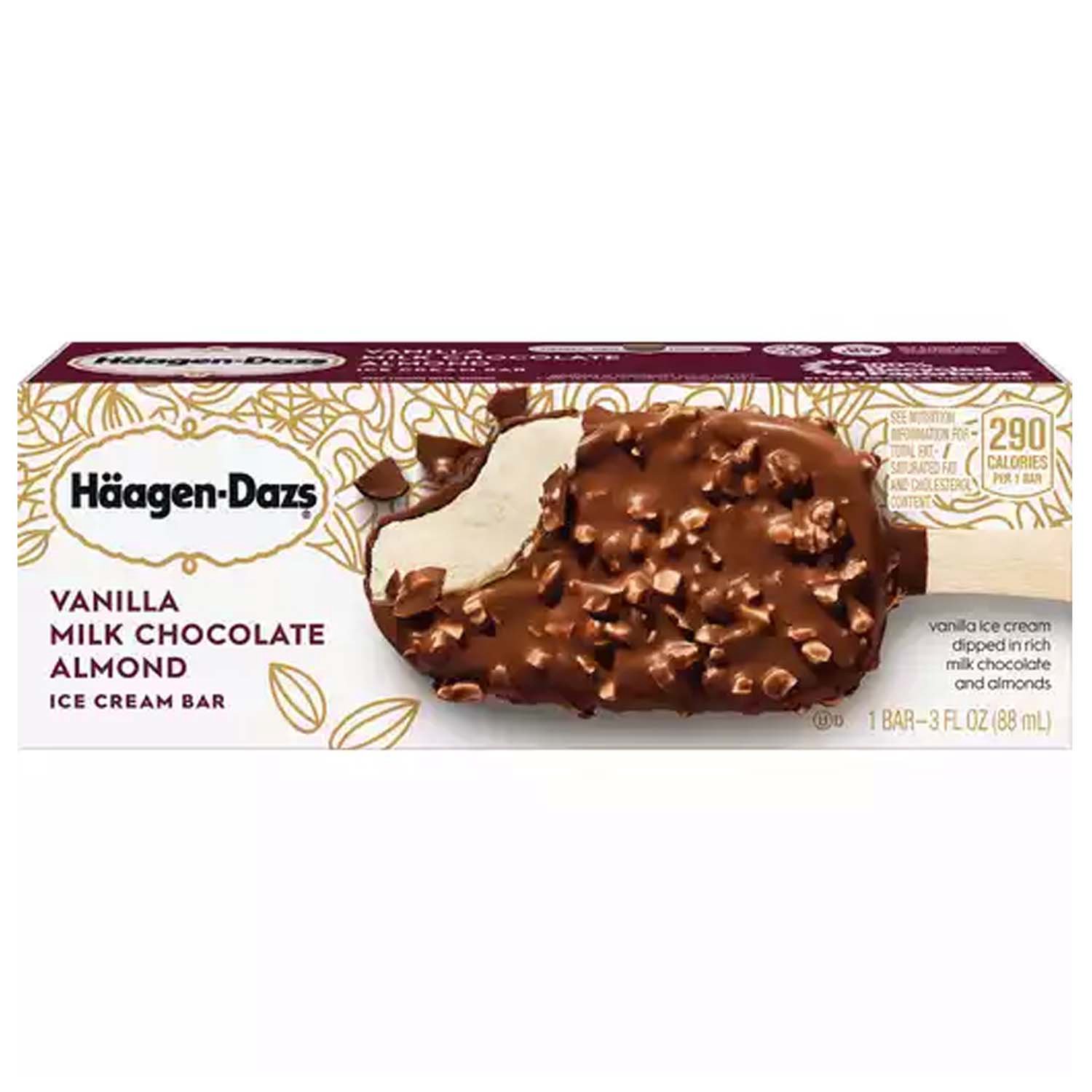 Haagen-Dazs Vanilla Milk Chocolate Almond Ice Cream Bar - Foodland