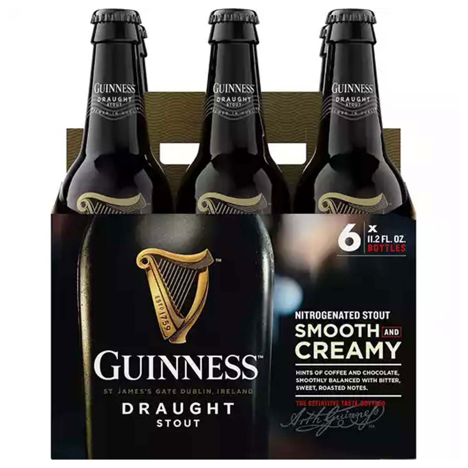 Guinness Draught Stout Beer, Bottles (Pack of 6) - Foodland