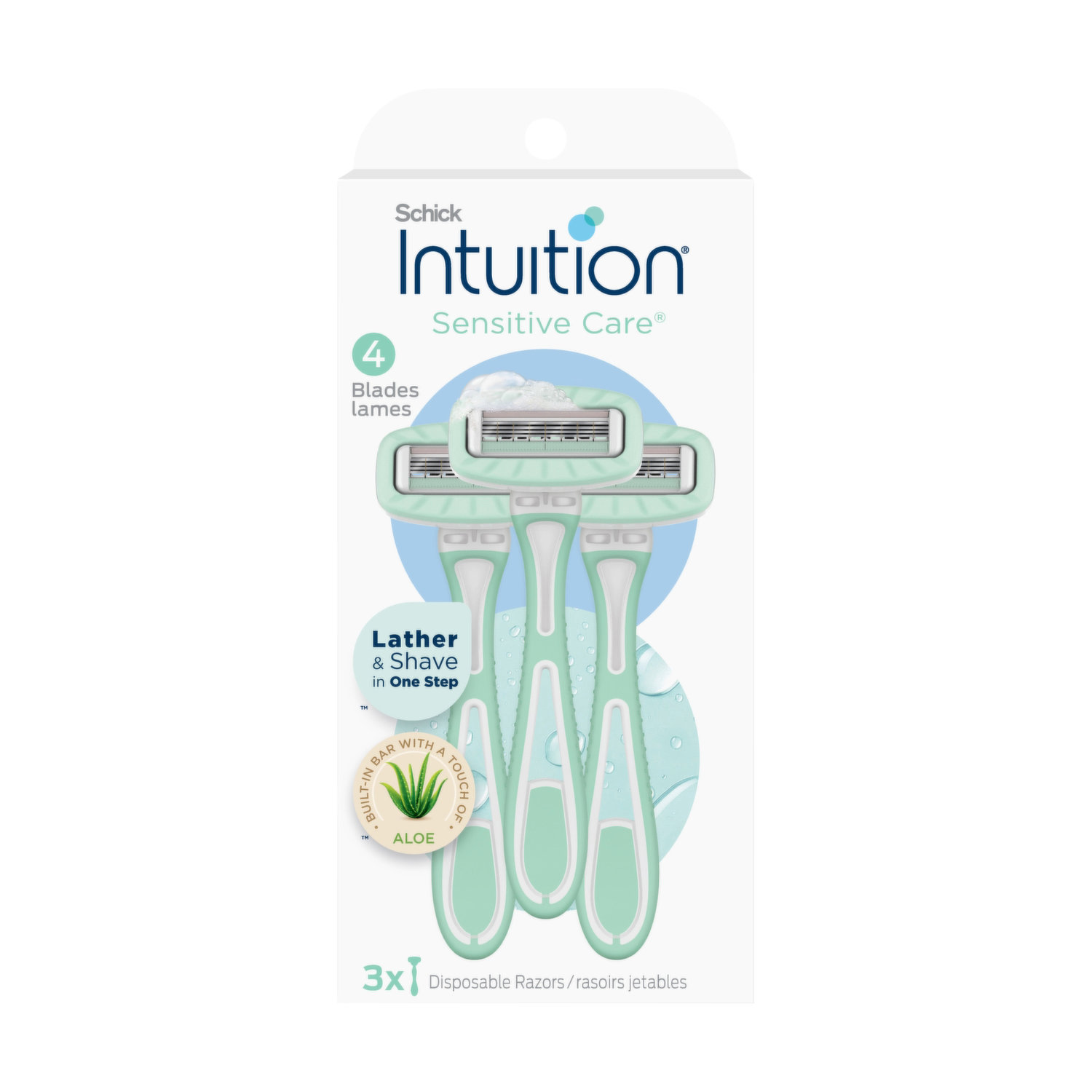 【サンタ太郎】直観/Intuition　[TMP] 　英語2枚枚セット Schick Intuition Sensitive Care Disposable Razors - Foodland