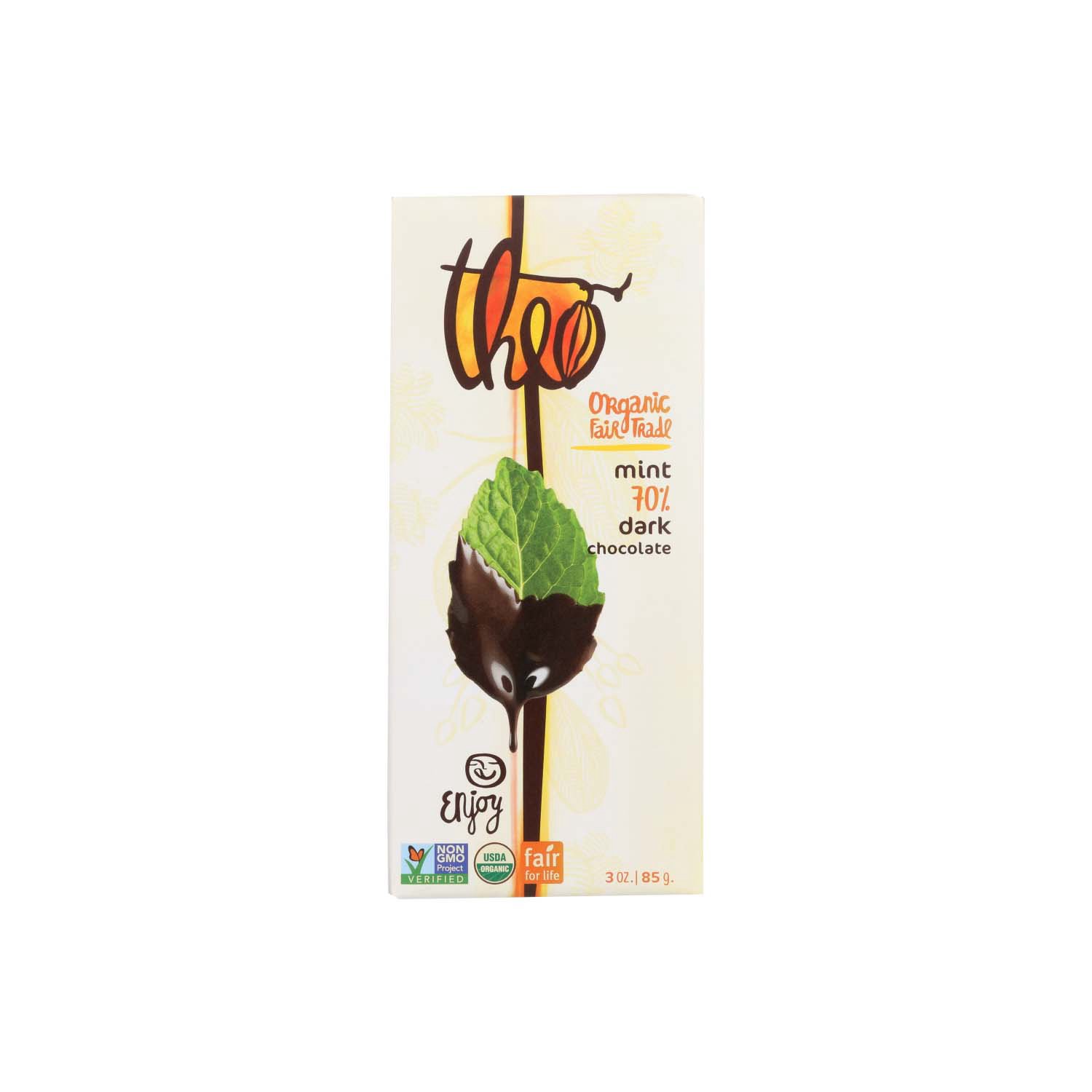 Theo Organic 70% Dark Chocolate Bar, Mint - Foodland