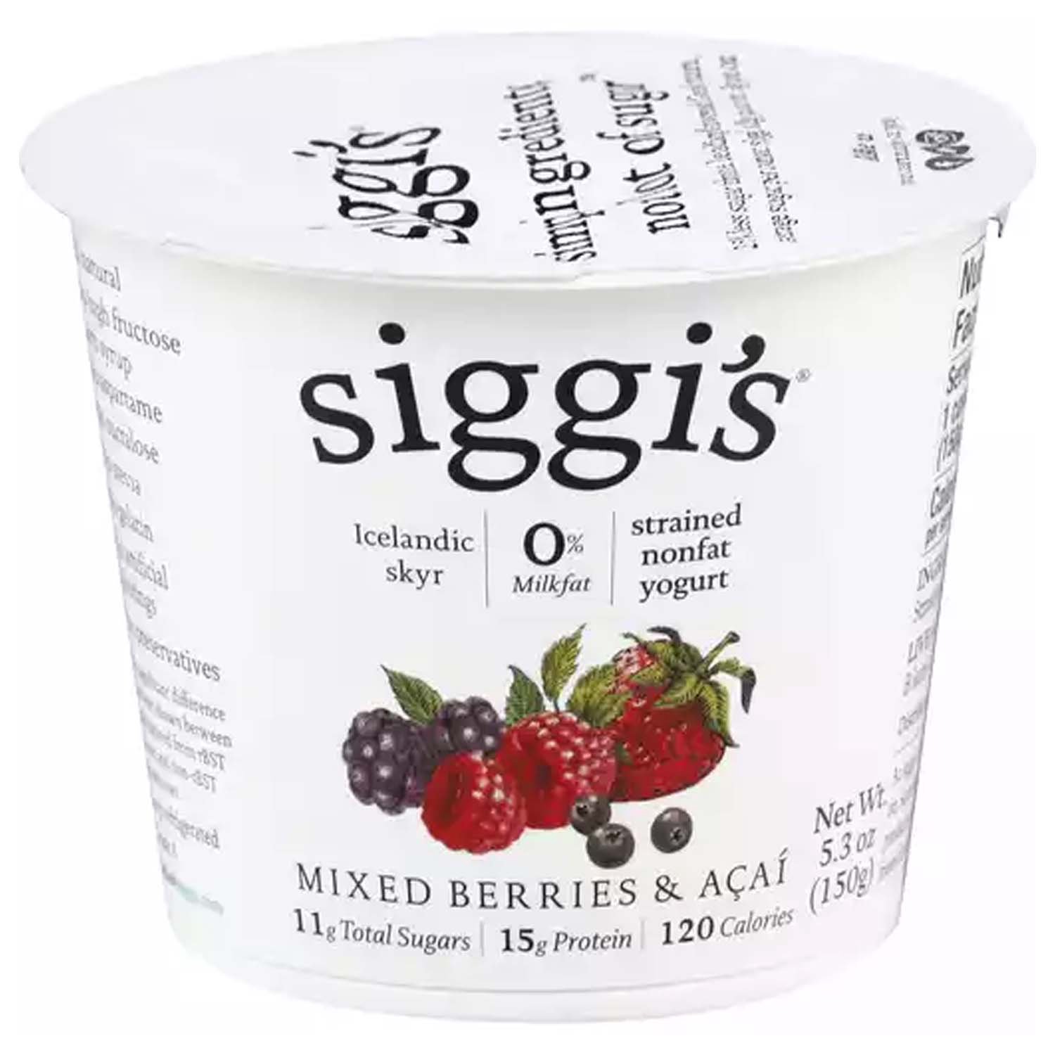 Siggi's Strained Non-Fat Yogurt, Mixed Berries & Acai - Foodland